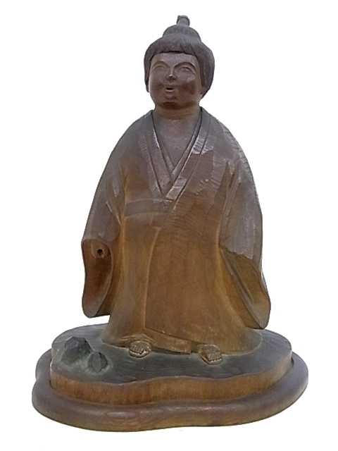 e10008　陶山定人　無我童子　木彫り　彫刻　H27cm