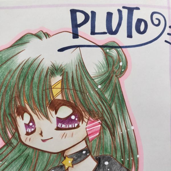 same person handwriting . illustration square fancy cardboard Sailor Moon love . beautiful ..( sailor venus ).....( sailor Pluto ) u230126