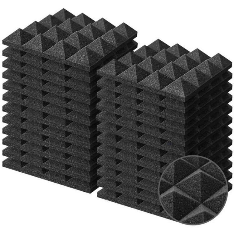 堅実な究極の 132枚セット ウレタン 防音材 吸音材 25*25cm ブラック 吸音対策 無害 難燃 壁 ピラミッド 厚さ5cm 吸音材、防音材