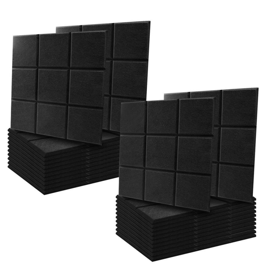 硬質フェルト吸音ボード 24枚セット ブラック 高密度 壁床兼用 防音材 吸音パネル 吸音材 30*30cm 厚さ0.9cm