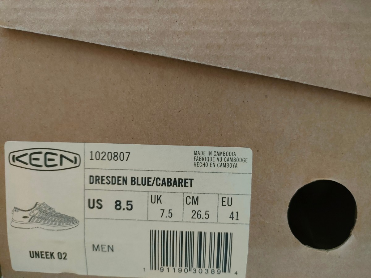 新品 未使用 KEEN UNEEK O2 26.5cm US8.5 キーン ユニーク サンダル スニーカー メンズ ブルー ピンク 正規品 アウトドア_画像9