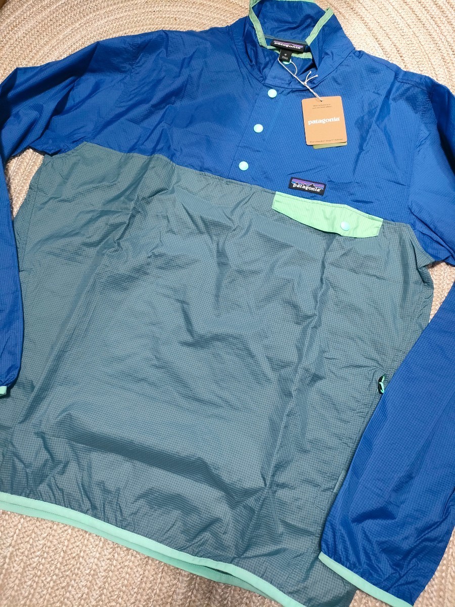 新品 定価15400 patagonia パタゴニア フーディニ スナップ プルオーバー ジャケット S ブルー ナイロン