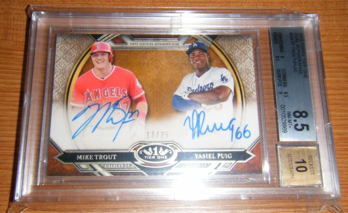 Topps Auto Mike Trout & Yasiel Puig 直筆サインカード マイク トラウト BGS鑑定済み