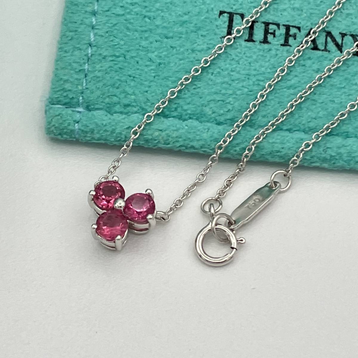 * rare goods Tiffany Aria 3P pink tourmaline necklace pendant white gold 750 K18 18 gold Tiffany Aria Necklace Pendant