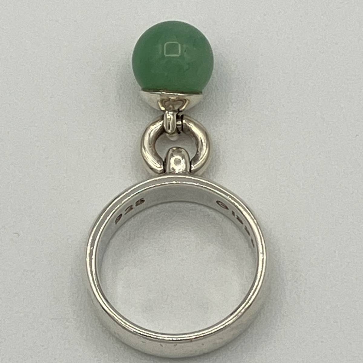 ☆ ティファニー ボール ダングル ストーン リング 指輪 シルバー 925 グリーンアベンチュリン Tiffany&co Silver Ring ビンテージ 約7.5号