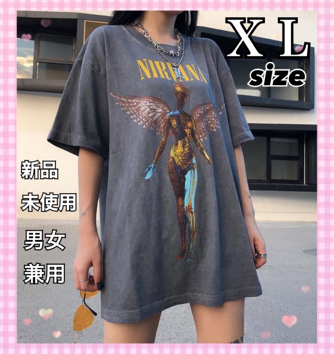 Tシャツ ■Nirvana ニルヴァーナ■ プリントバンド　ロック ダークグレー  USA ビンテージ 90s 半袖