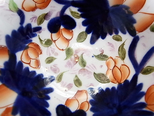  Британия старый обжиг в печи japonizm цветная роспись маленькая тарелка #2 * Британия античный 