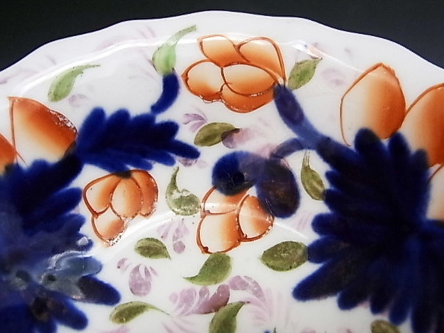  Британия старый обжиг в печи japonizm цветная роспись маленькая тарелка #2 * Британия античный 