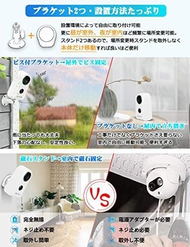 【新品送料無料】【強力磁石・穴開けず】 YESKAMO 防犯カメラ 屋外 ワイヤレス 電池式 2K画質 双方向通話 130°超広角 AI人物検知