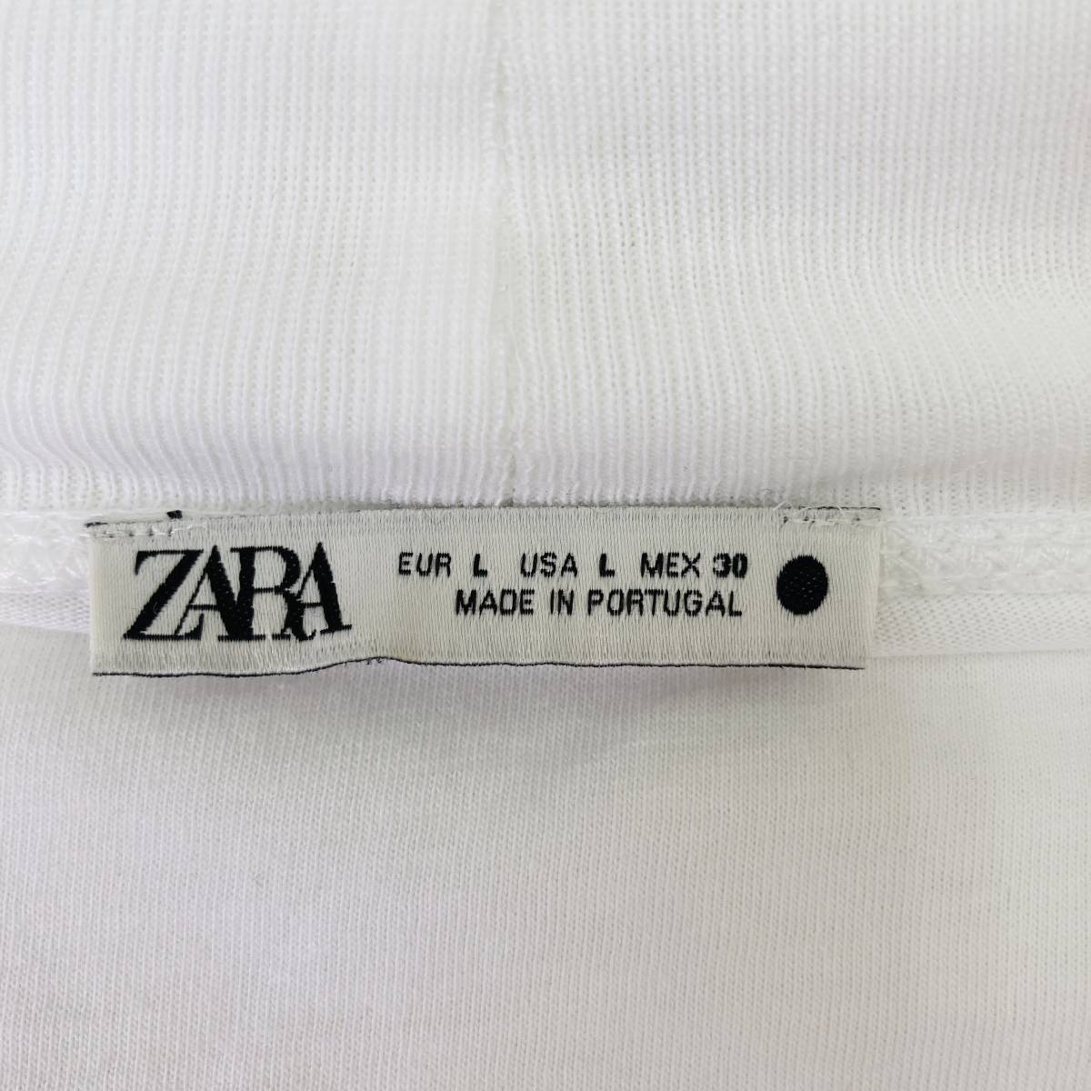 a01857 美品 ZARA ザラ Tシャツ 半袖 薄手 ハイネック EUR:L USA:L 白 無地 万能 ゆったり 合わせやすい 古着 シンプルデイリーカジュアル_画像9