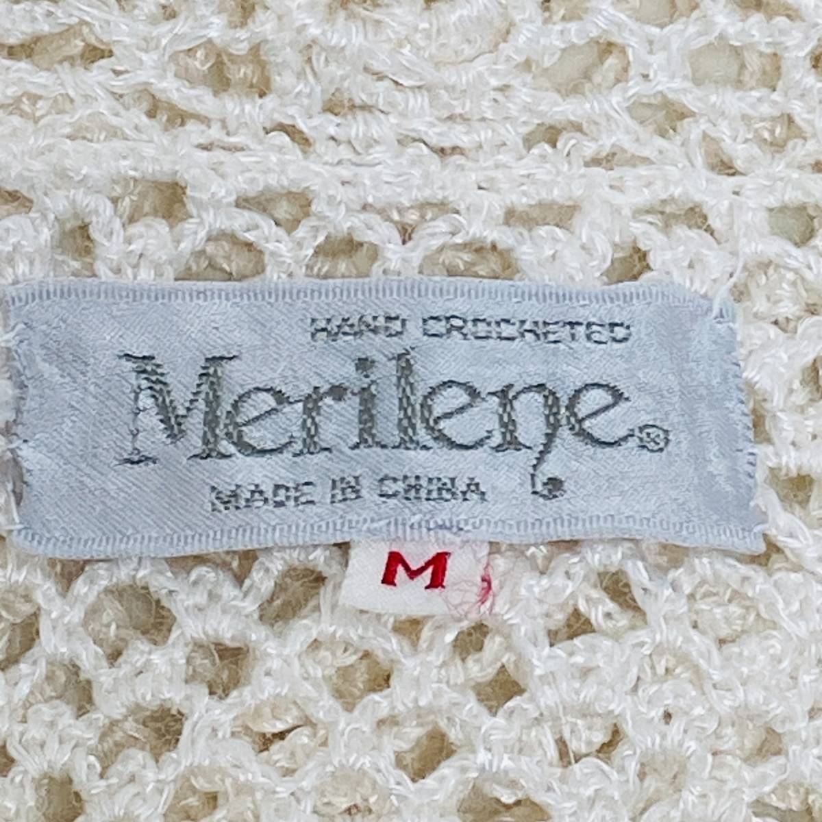a01980 美品 Merilene メリレーン レディース カーディガン 半袖 薄手 M オフホワイト 涼し気 麻混 上質 華やか エレガントガーリーチックの画像8