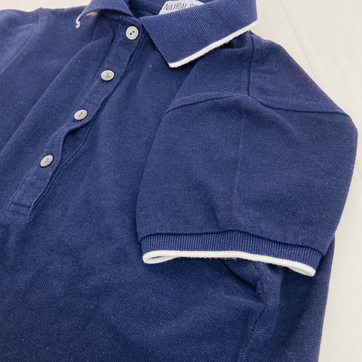 a01991 美品 NATURAL BEAUTY BASIC ナチュラルビューティーベーシック ポロシャツ 半袖 M 紺 綿100% 万能 ベーシックカジュアルスタイル_画像5
