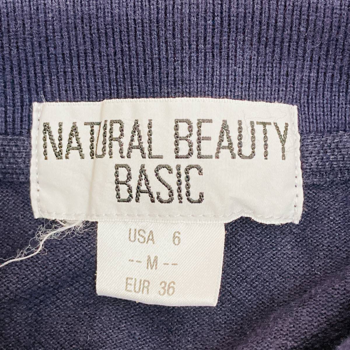 a01991 美品 NATURAL BEAUTY BASIC ナチュラルビューティーベーシック ポロシャツ 半袖 M 紺 綿100% 万能 ベーシックカジュアルスタイル_画像8