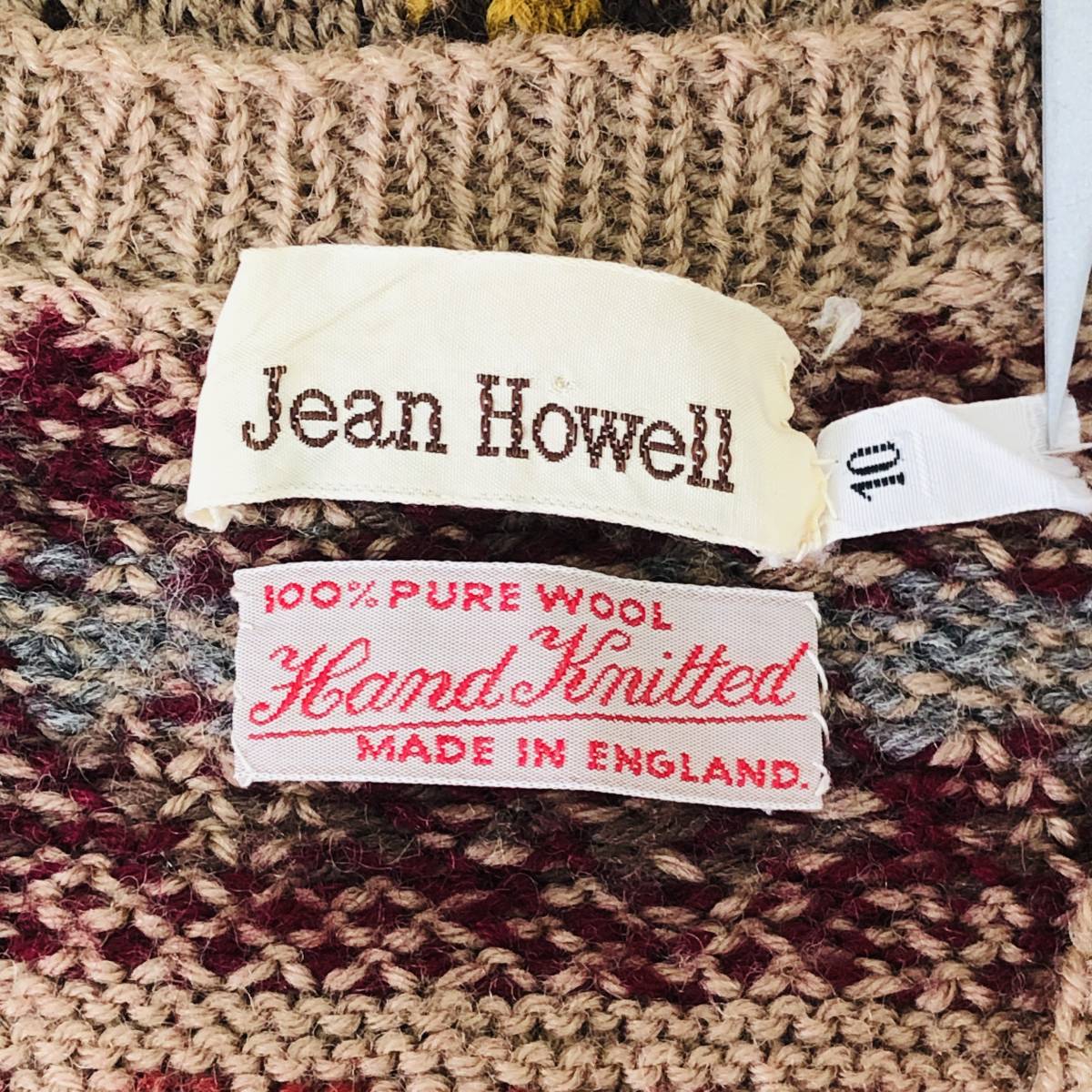 a02372 美品 Jean Howell ニット ベスト 100％ピュアウール 秋 冬 サイズ10 ブラウン系 メンズ おしゃれ ロマンティックウィンターコーデ_画像10