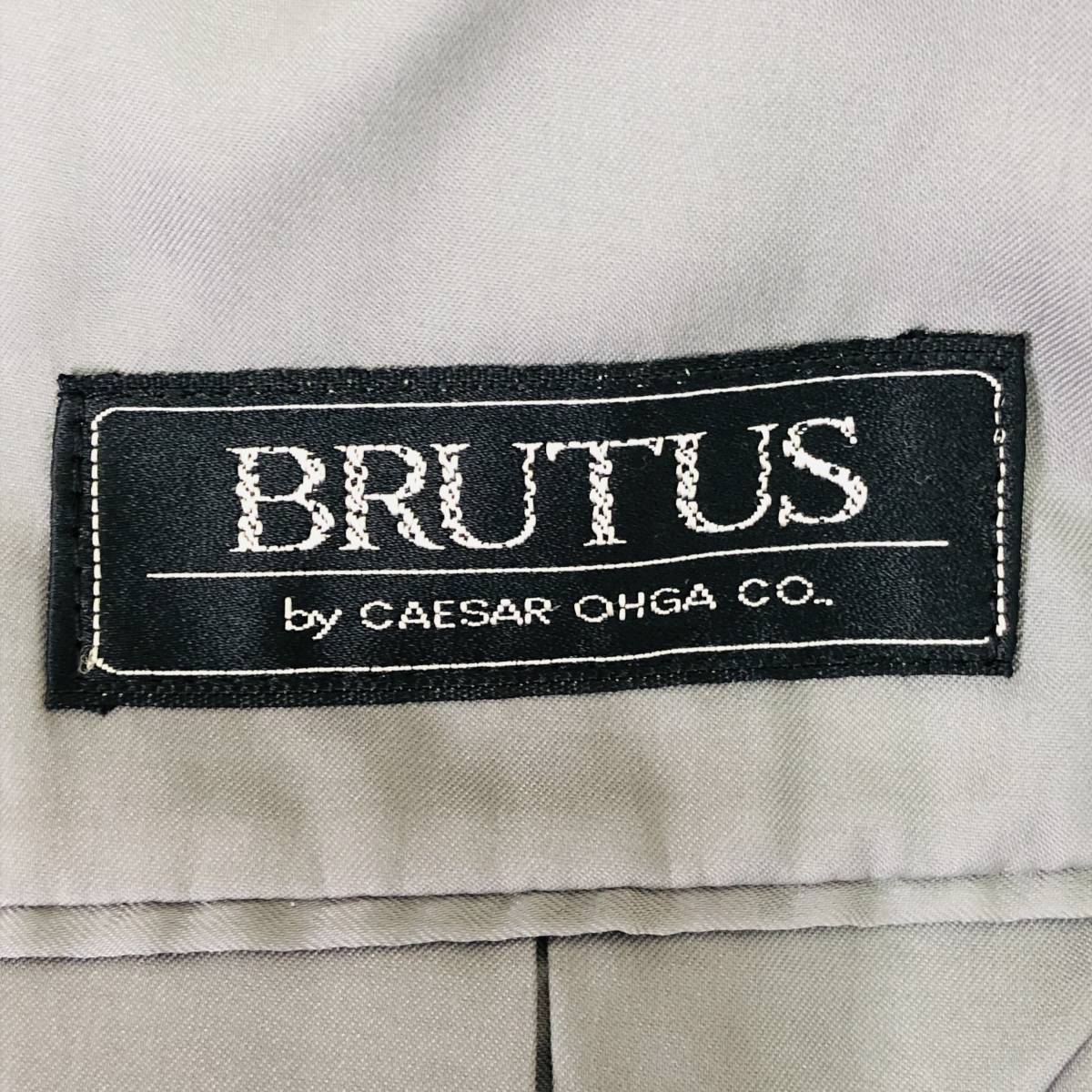 a02381 美品 BRUTUS メンズ ジャケット 長袖 肩パット 毛混 センターベント 日本製 94-84-165 グレー 上質 オフィススタイリッシュルック_画像8