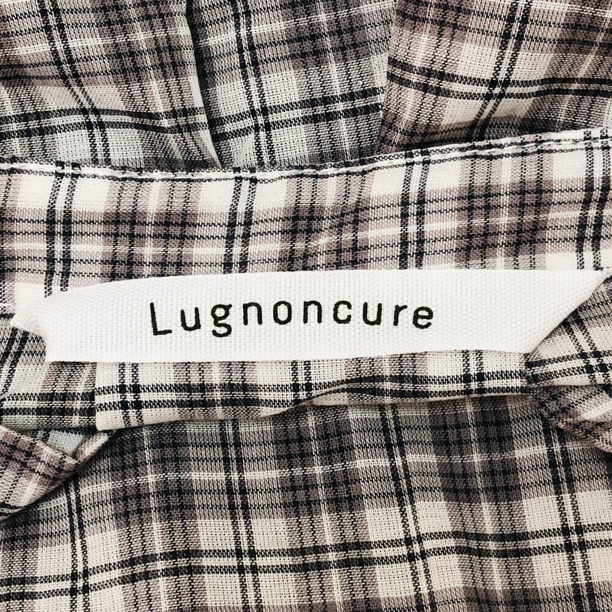 a02389 タグ付未使用 Lugnoncure ルノンキュール シャツ カットソー 半袖 丸襟 薄手 綿100％ F チェック 万能 シンプルデイリーカジュアル_画像8