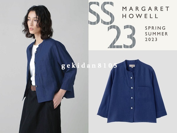 MARGARET HOWELL マーガレットハウエル 2023 新作 ヨーロッパリネン スタンドカラーシャツ 現行品 35,200円 極美品の画像1