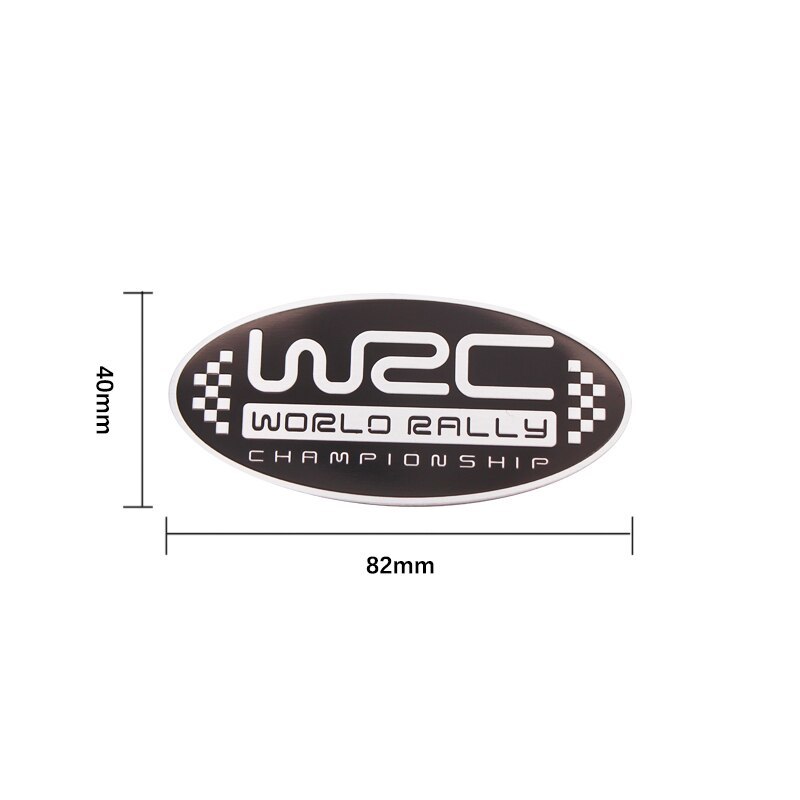 【送料込】WRC エンブレムプレート 黒丸 縦4.0cm×横8.0cm SUBARU スバル STI アルミ製 _画像1