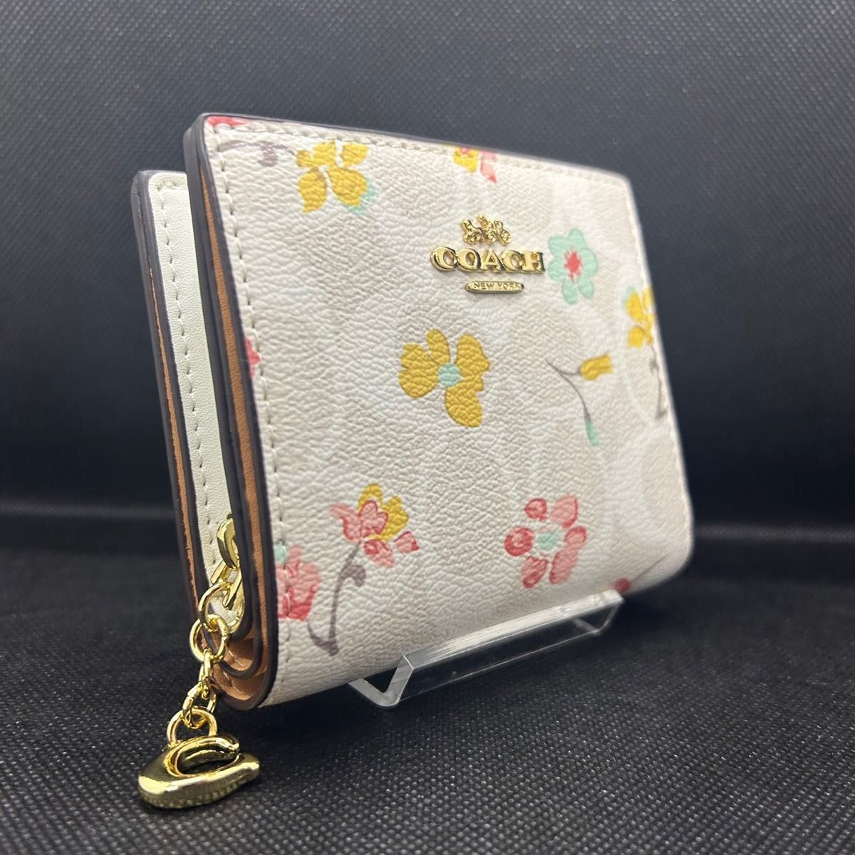 COACH 二つ折り財布 スナップウォレット キャンバス マイフラワー