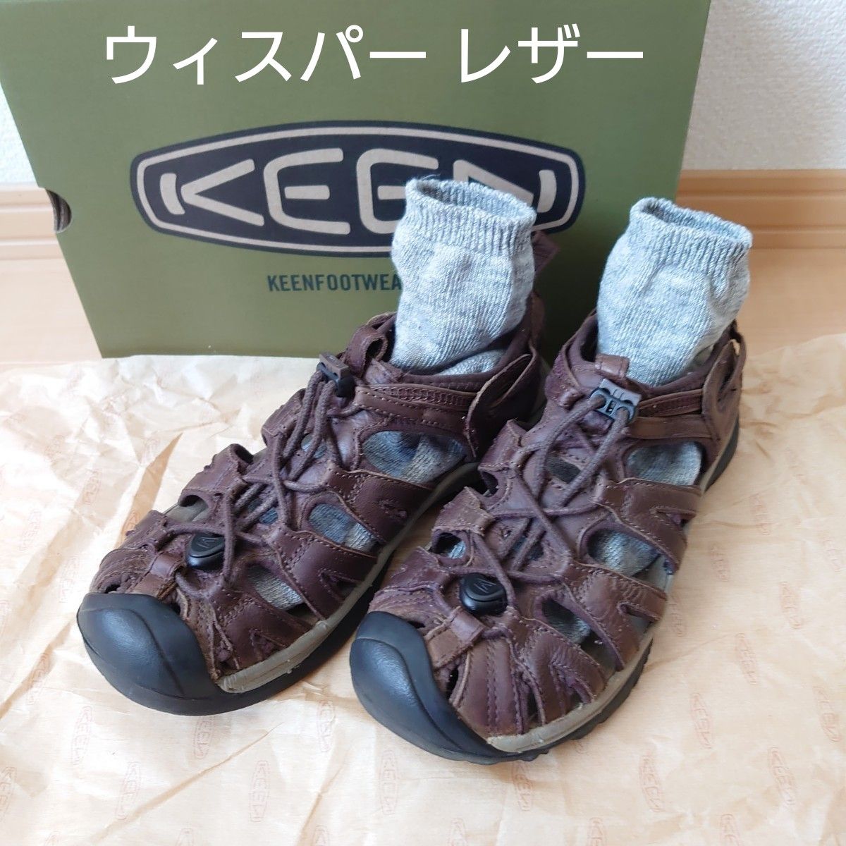 KEEN キーン サンダル ウィスパー レザーサンダル 革サンダル 革製サンダル つま先カバー