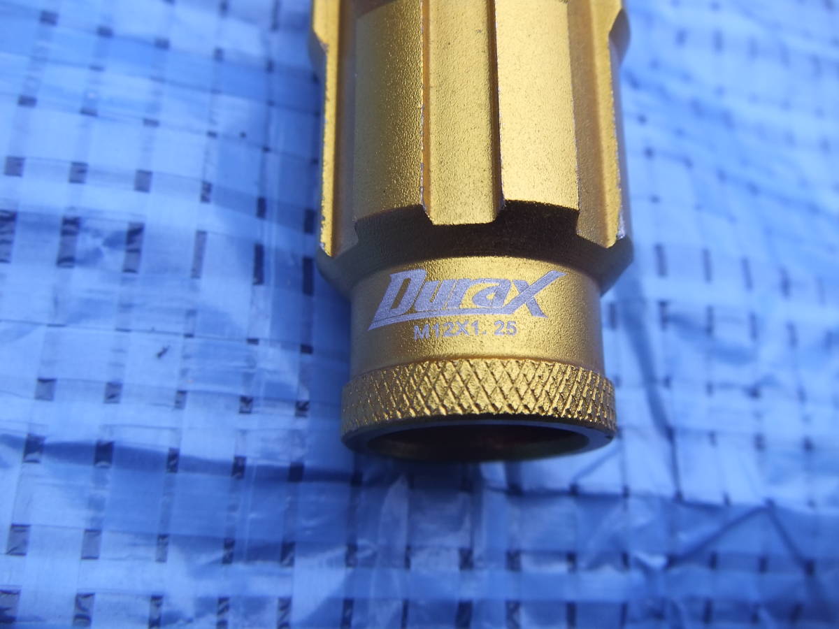 durax デュラックス ホイールナット ゴールド 袋ナットタイプ M12ｘP1.25 48mm 20pcs ソケット付 ★ 日産 SUBARU SUZUKI ホイール ナット_画像5