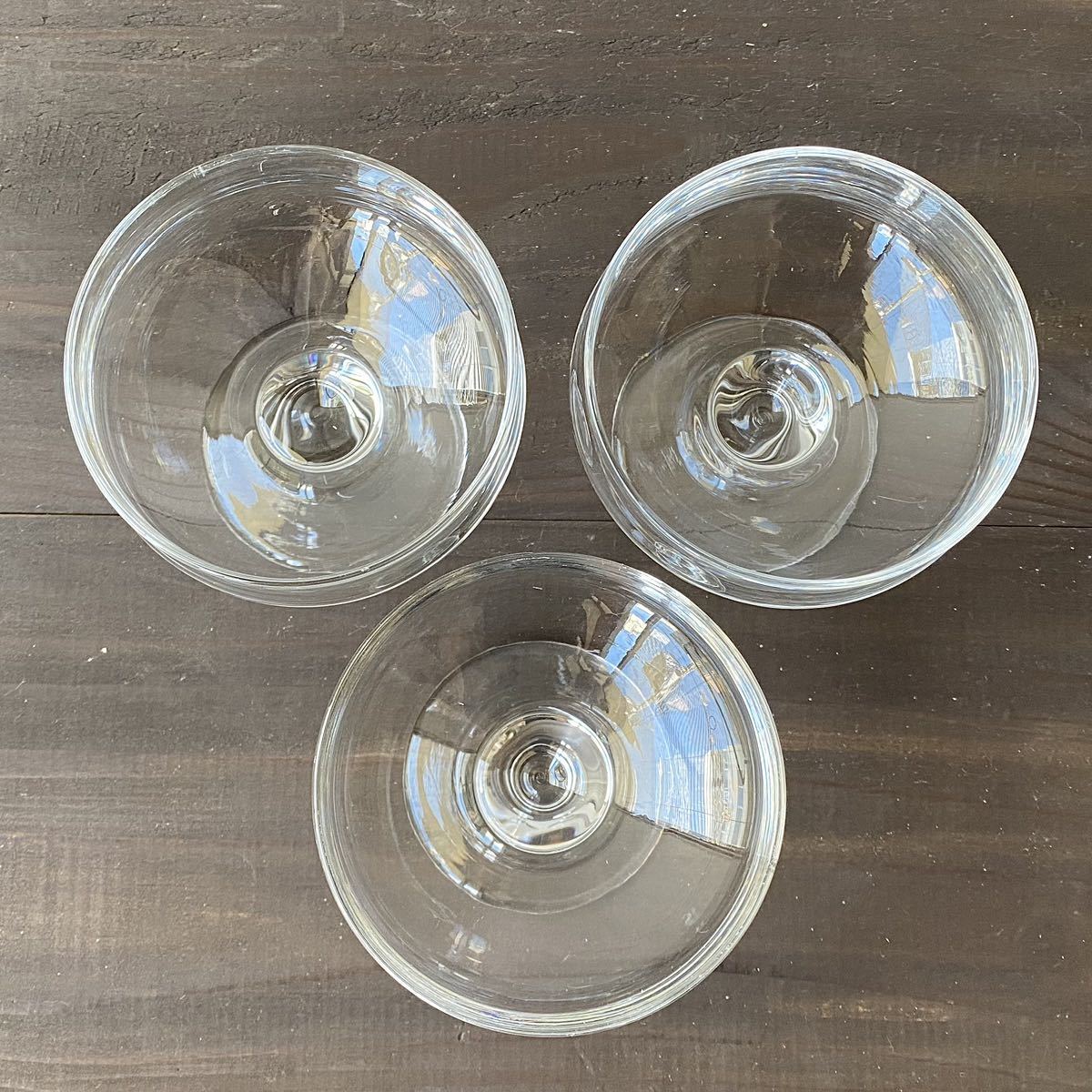 昭和レトロ ヴィンテージ 足付きグラス ガラス 食器 3個 セット アイス フルーツ 喫茶店 カフェ 懐かしい_画像2