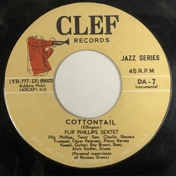 FLIP PHILLIPS SEXTET COTTONTAIL / BLUES FOR THE MIDGETS シングルレコード フリップ・フィリップス_画像2