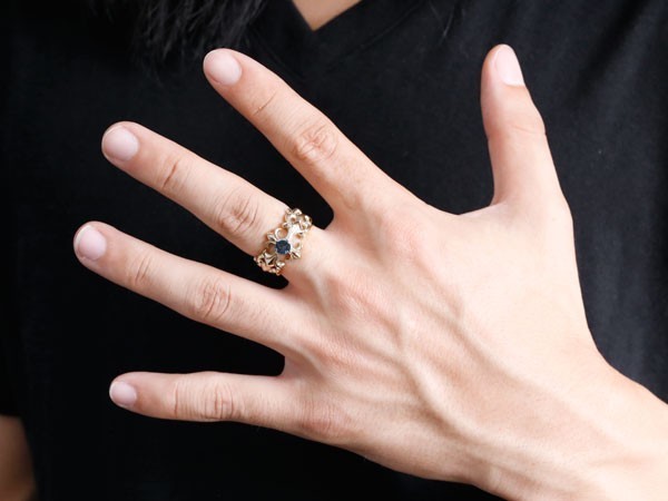 結婚指輪 ペアリング ペア マリッジリング LGBTQ メンズ ブラックダイヤモンド クロス　ダイヤ 幅広 指輪 ホワイトゴールドk10 10金_画像4