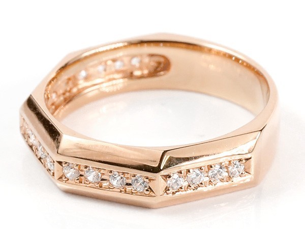 結婚指輪 ペアリング ペア マリッジリング ピンクゴールドk10 ダイヤモンド 指輪 10金 ダイヤ シンプルカップル 2本セット 宝石_画像2