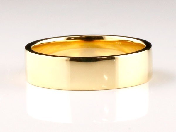 結婚指輪 ペアリング ペア マリッジリング 平角 5ミリ 地金 宝石なし イエローゴールドk18 結婚式 18金 ストレート カップル_画像2
