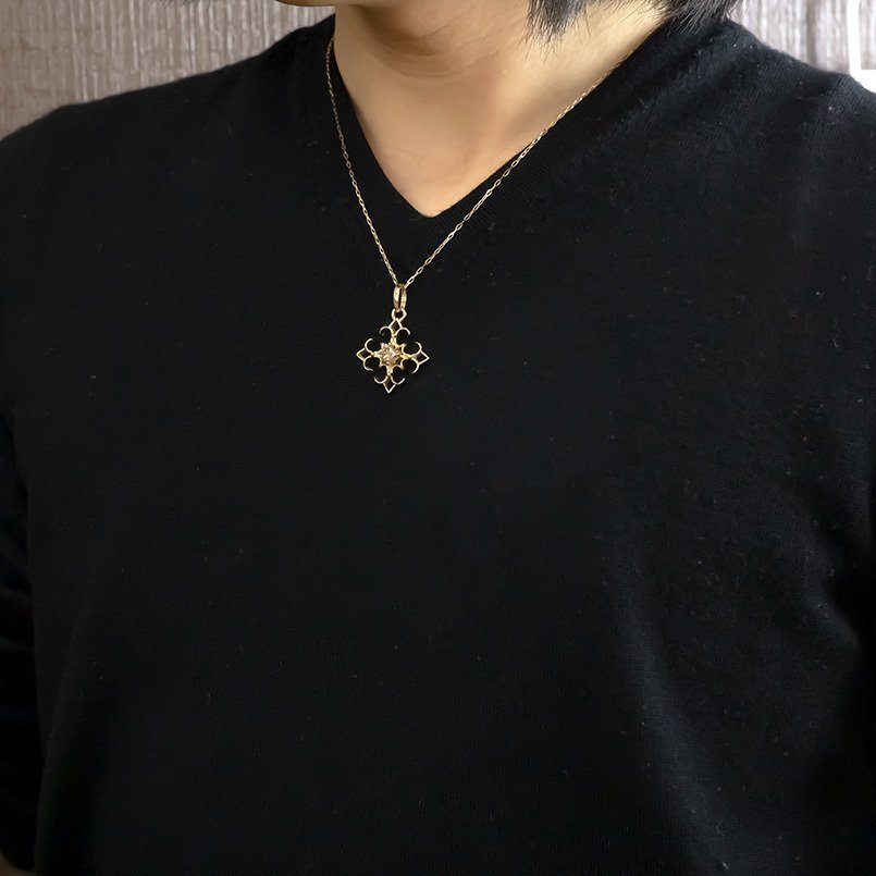 超ポイント祭?期間限定】 メンズ トップ ネックレス 18金 ブラウン