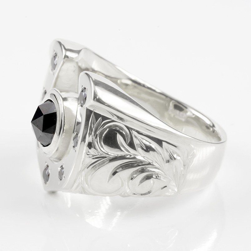 プラチナ リング メンズ ブラックダイヤモンド 指輪 pt900 ハワイアン