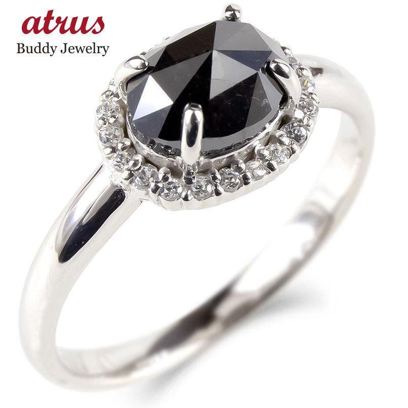 プラチナ リング ブラックダイヤモンド 一粒 大粒 ダイヤモンド 指輪 pt900 婚約指輪 ダイヤ 安い ピンキーリング取り巻き