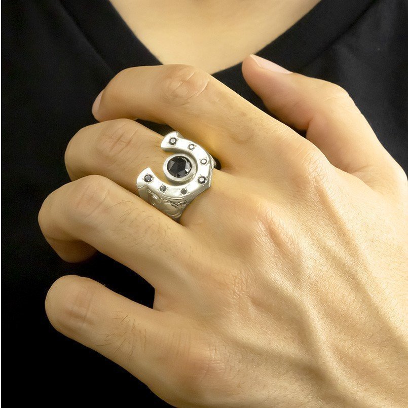リング メンズ ブラックダイヤモンド 指輪 シルバー sv925 ハワイアン