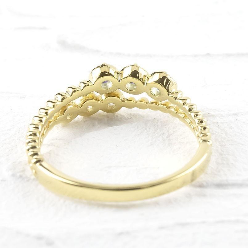 婚約指輪 ダイヤ 安い 18金 リング ダイヤモンド 選べる天然石 2連 指輪 ゴールドk18 ボールエンゲージリング ピンキーリング_画像6