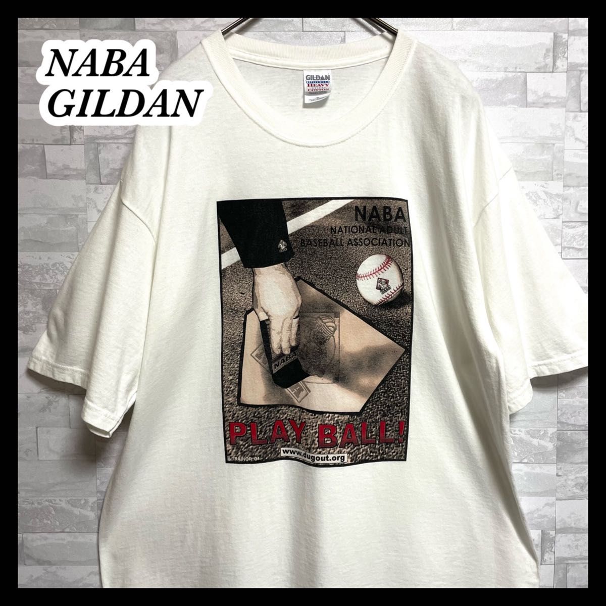 【NABA GILDAN】ギルダン　ベースボール半袖tシャツ ベビーコットン　メンズ　XLサイズ　古着　naba