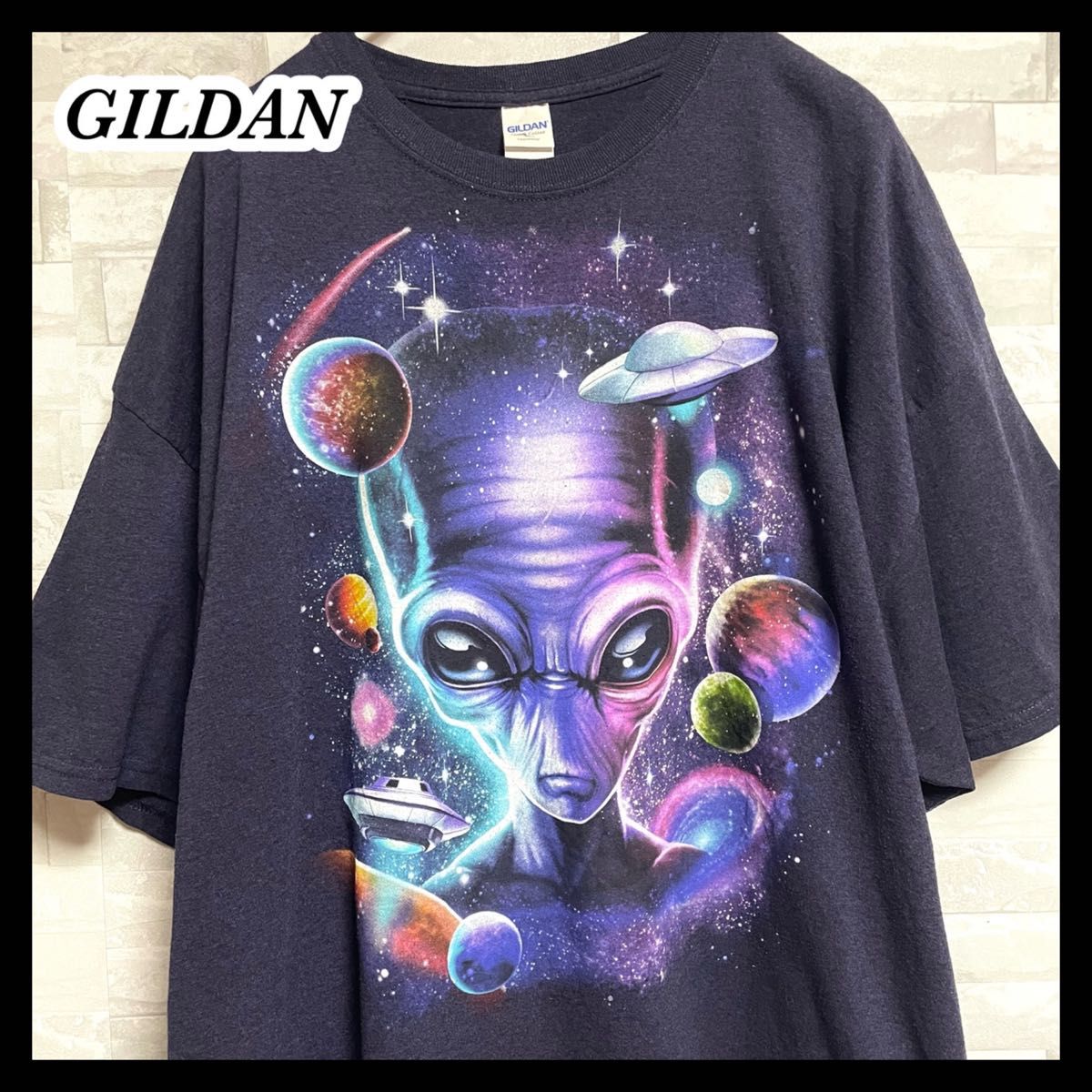 【GILDAN】ギルダン　宇宙人半袖tシャツ ベビーコットン　宇宙コスモ　メンズ　2XL 3Lサイズ　大きいサイズ　ゆるダボ