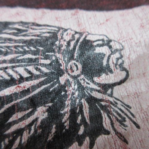 80s USA製 Tシャツ　L　赤　インディアン　ステッドマン　ヴィンテージ　オールド　アメカジ古着　aa244_画像6
