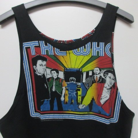 THE WOO tank top L black lock remake piling put on band T Tour American Casual old clothes aa327