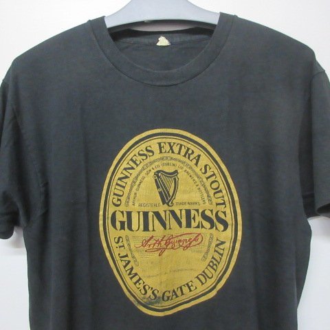 80s アメリカ製　Tシャツ ギネス　ビール　GUNNESS 黒　XL　100%コットン　スクリーンスターズ　アメカジ古着　aa332_画像1