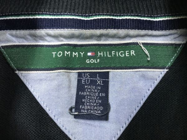 トミーヒルフィガー TOMMY HILFIGER GOLF ゴルフ コットンニット セーター メンズ ハーフジップ ハイネック オールド アメカジ L 黒_画像2