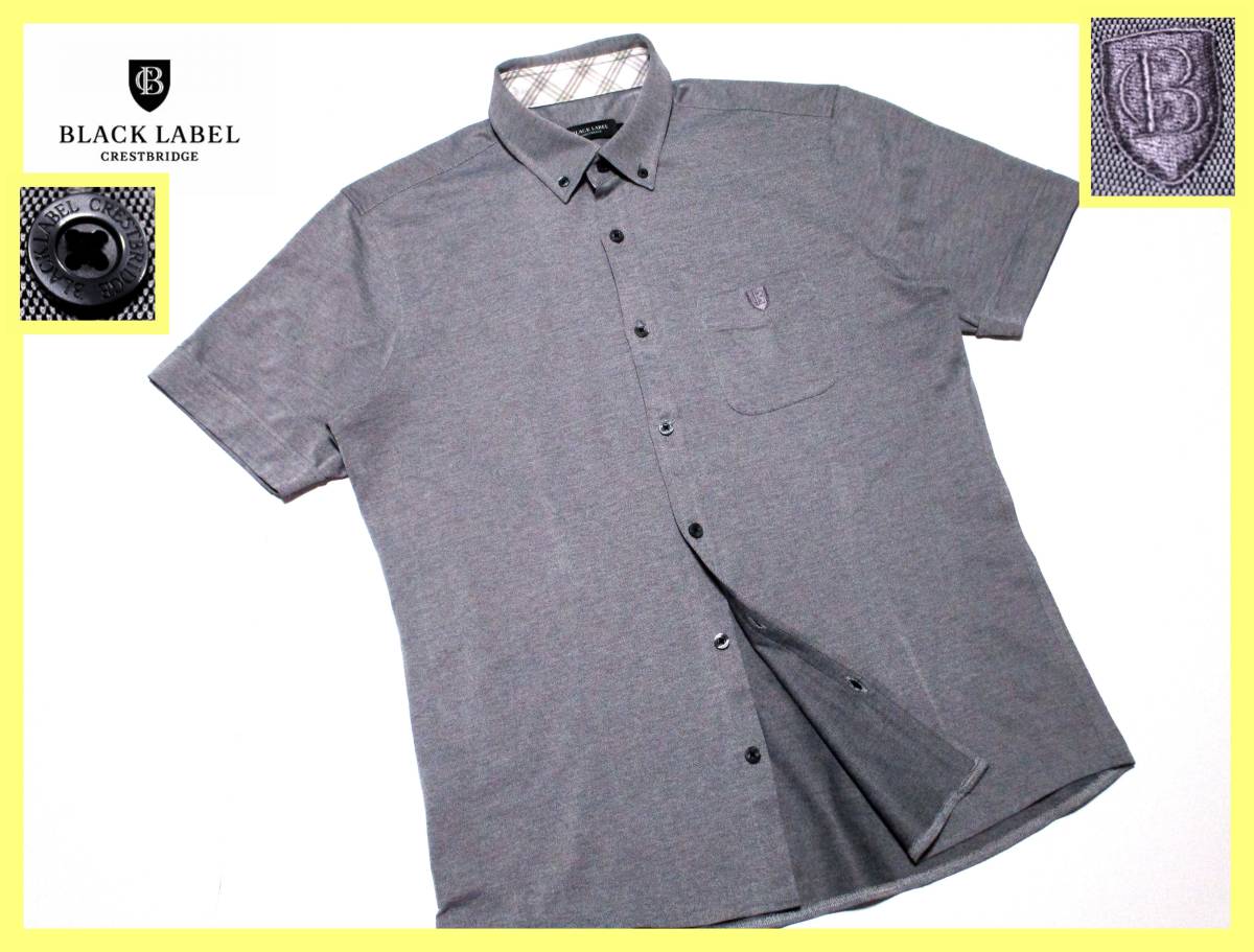 大人気サイズ L(3) 未使用 ブラックレーベルクレストブリッジ Bロゴ刺繍 襟内チェック柄 ボタンダウンシャツ