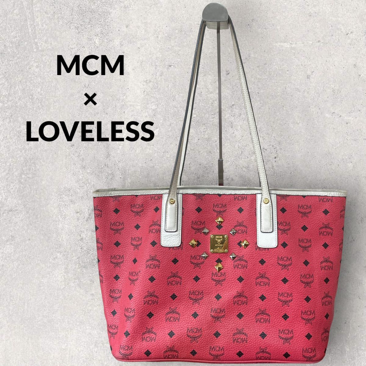 MCM×LOVELESS GUILD PRIME ヴィセトス柄 スタッズ トートバッグ 裏地総