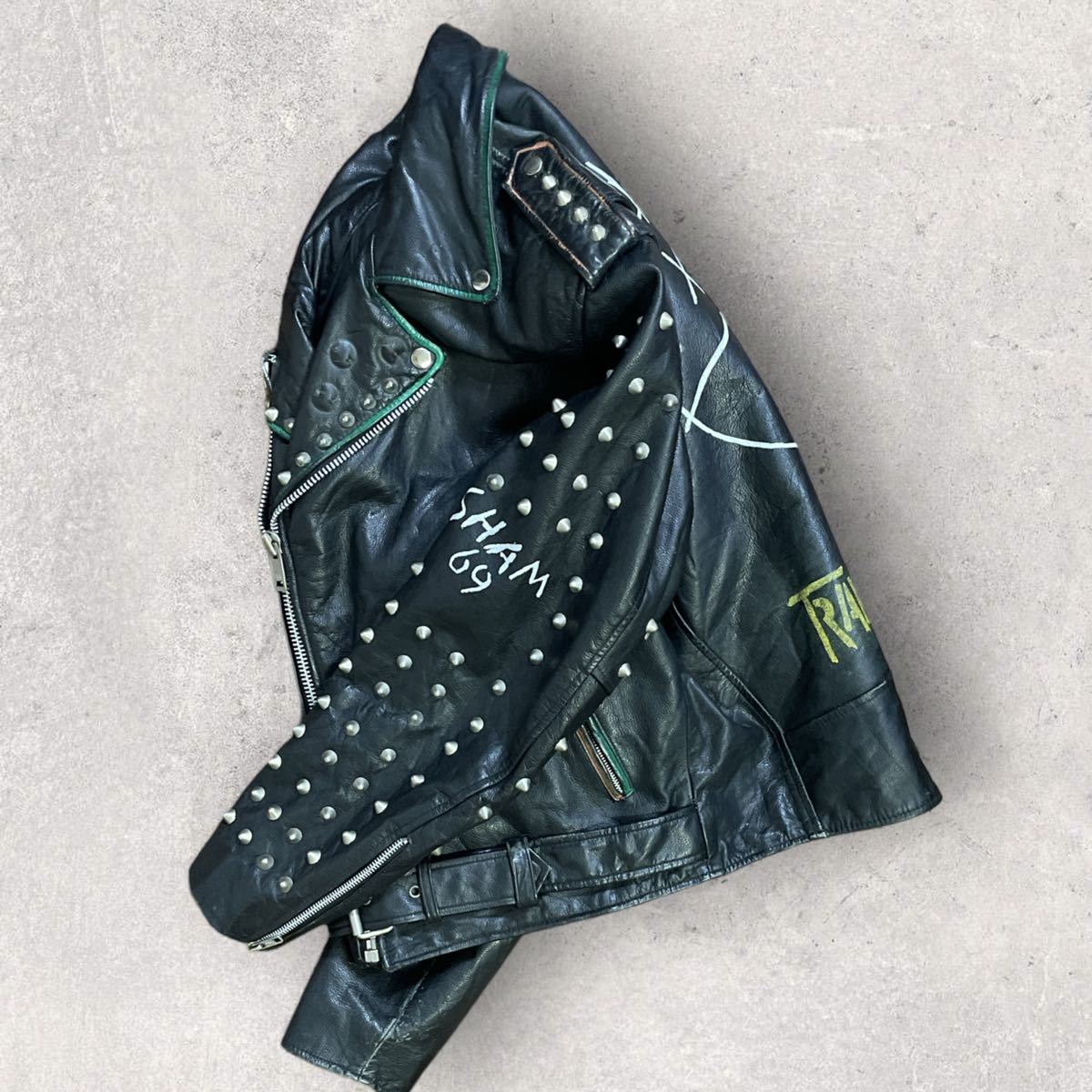 Wilsons Leather 90s 鋲 スタッズ ハンドペイント ベルト付 ダブル