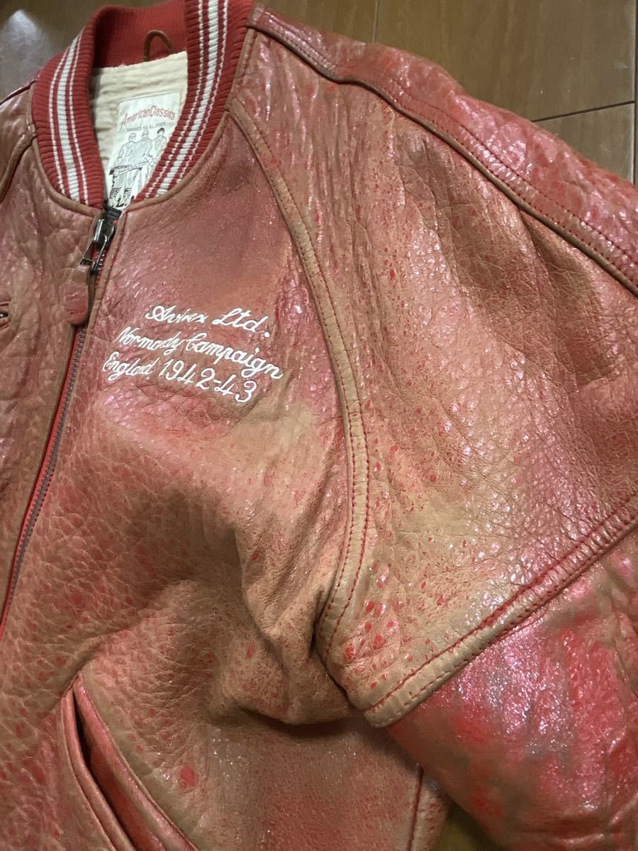 AVIREX アヴィレックス ビンテージ アーチロゴ VARSITY JACKET オールレザースタジャン 表記XS 着用感M