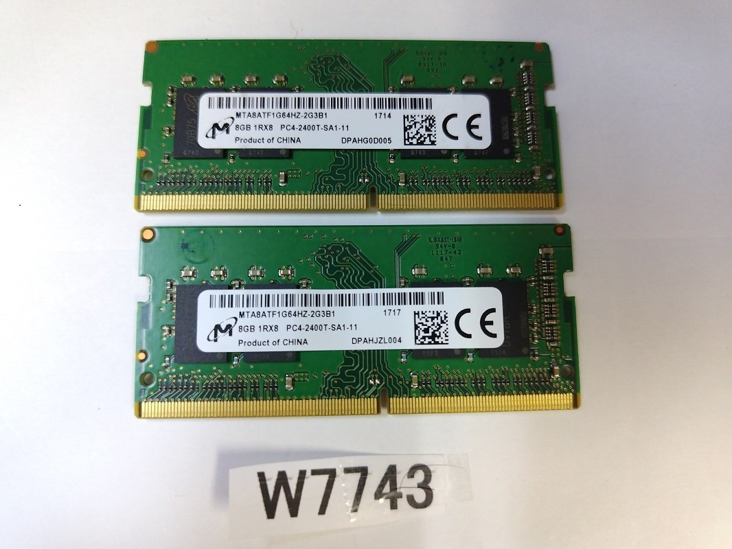 PC4-2400T PC4-19200 8GB 2枚で 16GBメモリ-