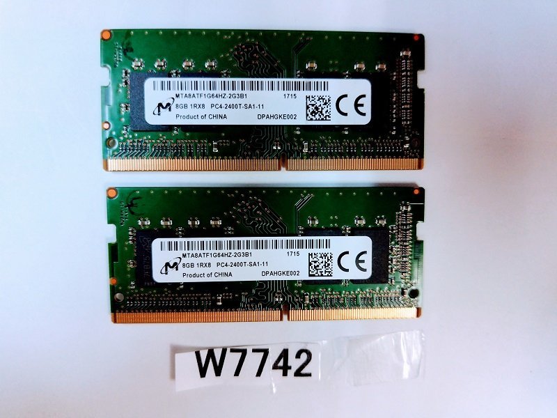 輝い MICRON PC4-2400T-SA1-11 8GB DDR4 ノートパソコン用メモリ DDR4-19200 260ピン LAPTOP RAM  中古品動作品