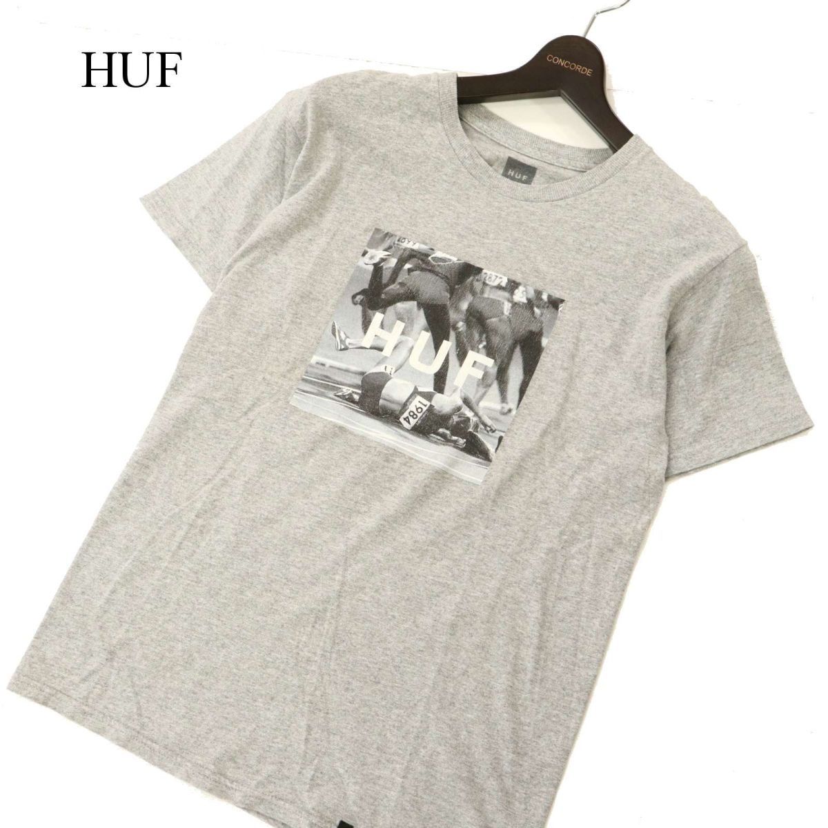 HUF ハフ 春夏 半袖 プリント★ カットソー Tシャツ Sz.S　メンズ グレー　C3T05796_6#D_画像1