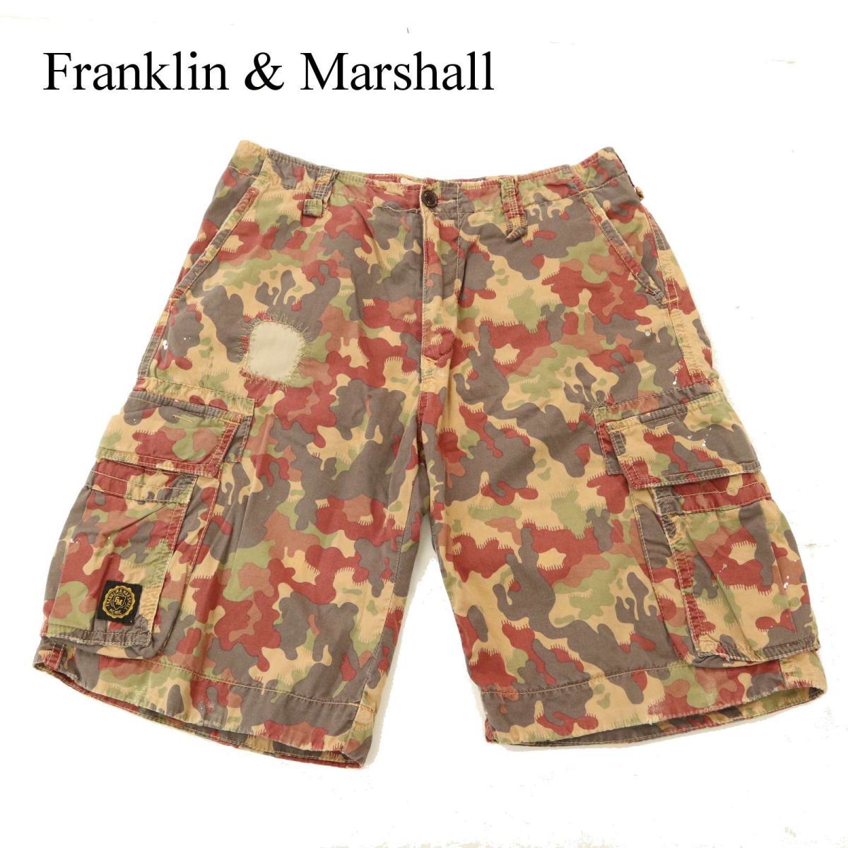 Franklin & Marshall フランクリン＆マーシャル 【カモフラ 総柄】 ハーフ ショート カーゴ ワーク パンツ Sz.30　メンズ　C3B02496_6#P_画像1