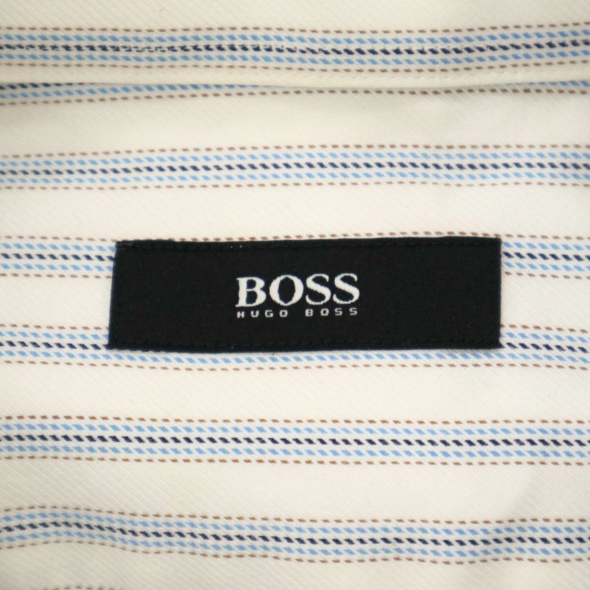 HUGO BOSS ヒューゴボス 春夏 長袖 ストライプ ワイシャツ ドレスシャツ Sz.41-16　メンズ 白 ビジカジ 大きいサイズ　C3T05989_7#A_画像5